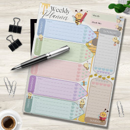 Bloc De Notas Planner semanal Cute Abeja Miel tema multicolor