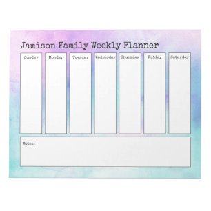 Bloc De Notas Planner semanal de acuarela de Pastel Abstract