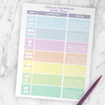 Bloc De Notas Planner semanal de color arcoiris pastoral funcion<br><div class="desc">Organice su semana con estilo con nuestro boletín de planificación semanal personalizado. Este elegante planificador presenta un estilo gráfico moderno con una suave paleta de colores pastel, ideal para añadir un toque sereno a su planificación diaria. El diseño incluye columnas para cada día de la semana, empezando por el domingo,...</div>
