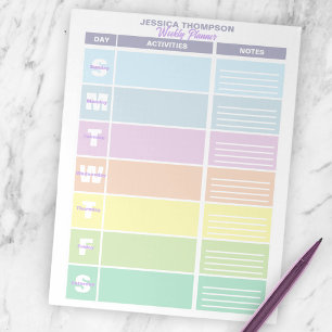 Bloc De Notas Planner semanal de color arcoiris pastoral funcion