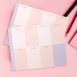 Bloc De Notas Planner semanal de escuela secundaria de color ros