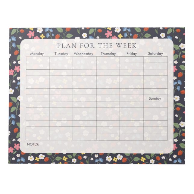 Bloc De Notas Planner semanal de fresa de la marina (Frente)