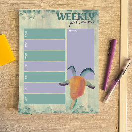 Bloc De Notas Planner semanal de Ilustracion de cabra pintado mo