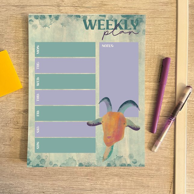 Bloc De Notas Planner semanal de Ilustracion de cabra pintado mo (Subido por el creador)