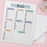 Bloc De Notas Planner semanal de pincel con cambio de color simp<br><div class="desc">Este personalizable es perfecto para organizar tu semana. Con siete columnas por cada día de la semana y seis filas para tareas o eventos,  nunca te perderás un ritmo. Puede elegir otros colores utilizando la herramienta Editar. Mantén tu horario en contacto con este práctico planificador semanal.</div>
