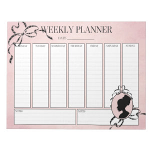 Bloc De Notas Planner semanal estilo victoriano 60 Cameo Notepad