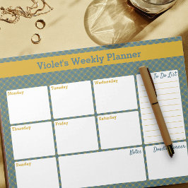 Bloc De Notas Planner semanal geométrico Personalizado amarillo 