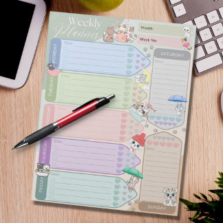 Bloc De Notas Planner semanal lindo gato Kitten multicolor