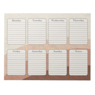 Bloc De Notas Planner semanal Neutral Earth Tone Boho
