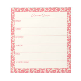 Bloc De Notas Planner semanal personalizado Vintage Red Floral