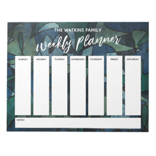 Bloc De Notas Planner semanal verde azul de escritura a mano