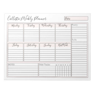 Bloc De Notas Planner simple y moderno de Personalizado semanal