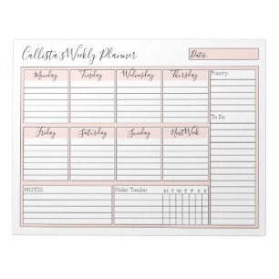 Bloc De Notas Planner simple y moderno de Personalizado semanal 