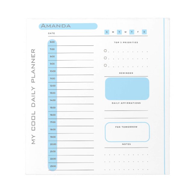 Bloc De Notas Plano diario de corte editable (Frente)