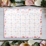Bloc De Notas Plano mensual corto de floral de gato de Cheshire<br><div class="desc">Añada un toque caprichoso a su planificación con nuestro "Bloc de notas del planificador mensual de felinos crocales de Cheshire Cat Floral Pink". Con un patrón de gouache de acuarela dibujado a mano, este encantador diseño exhibe un peculiar Gato de Cheshire inspirado en Alicia en el País de las Maravillas,...</div>