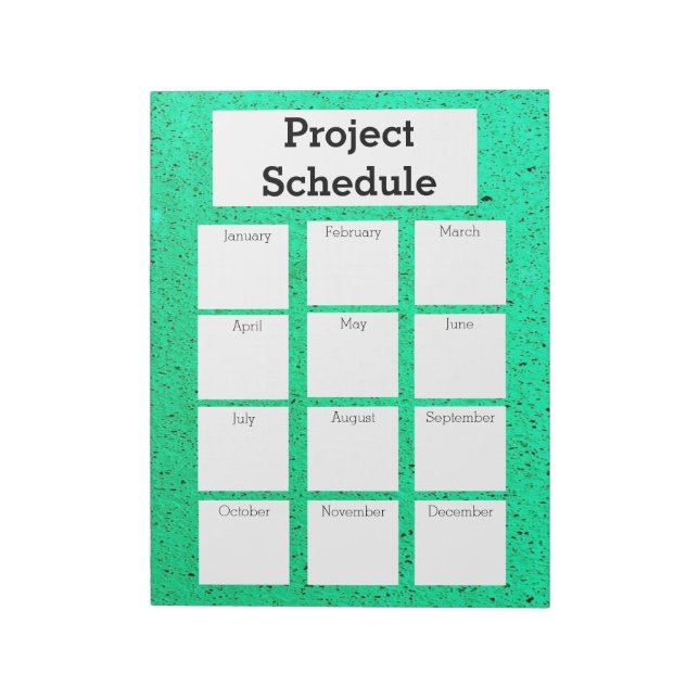 Bloc De Notas Plano mensual del proyecto impresión en bruto verd (Lado Izquierdo)