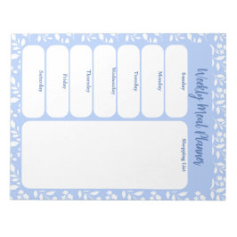 Bloc De Notas Plantador semanal de comidas Floral blanca azul cl
