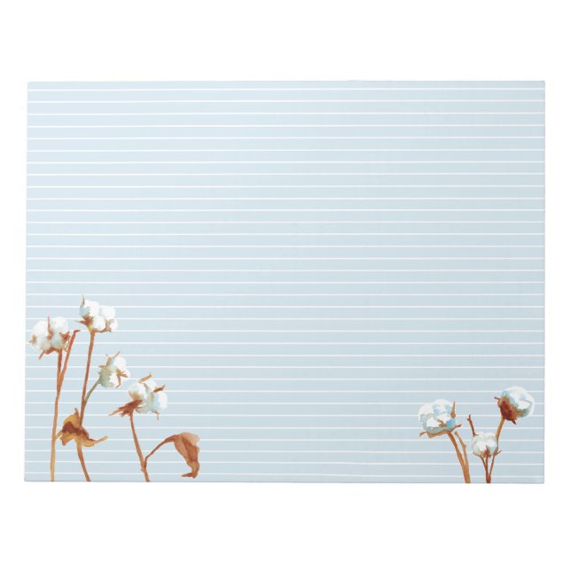 Bloc De Notas Plantas de algodón Acuarela Botánica Blanco Llenad (Frente)