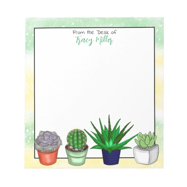 Bloc De Notas Plantas domésticas personalizadas verdes y amarill (Frente)