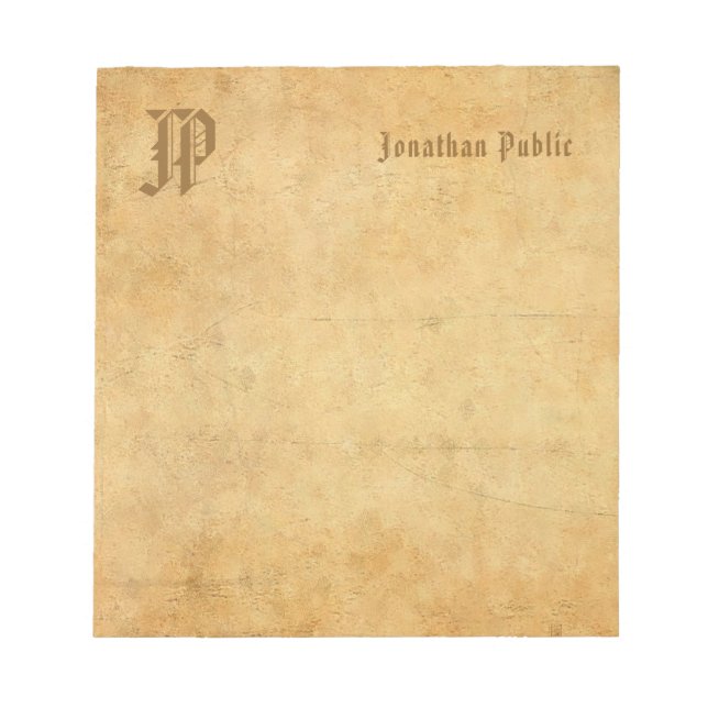 Bloc De Notas Plantilla clásica de texto manuscrito de monograma (Frente)