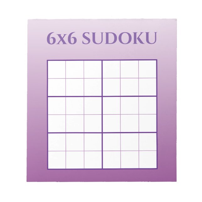 Bloc De Notas Plantilla de cuadrícula sudoku púrpura Ombre 6x6 (Frente)