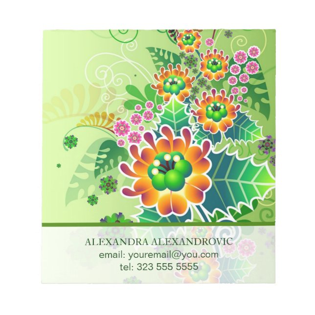 Bloc De Notas Plantilla de Ilustracion de Arraigamiento de Flore (Frente)
