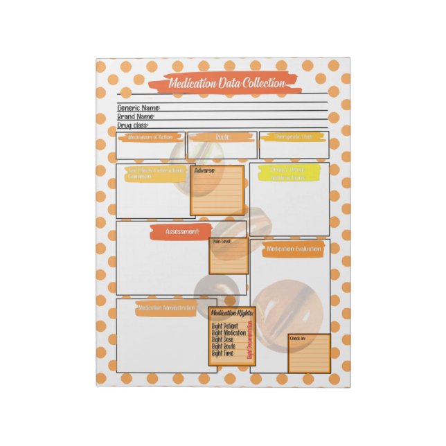 Bloc De Notas Plantilla de medicamentos para estudiantes de Enfe (Lado Izquierdo)
