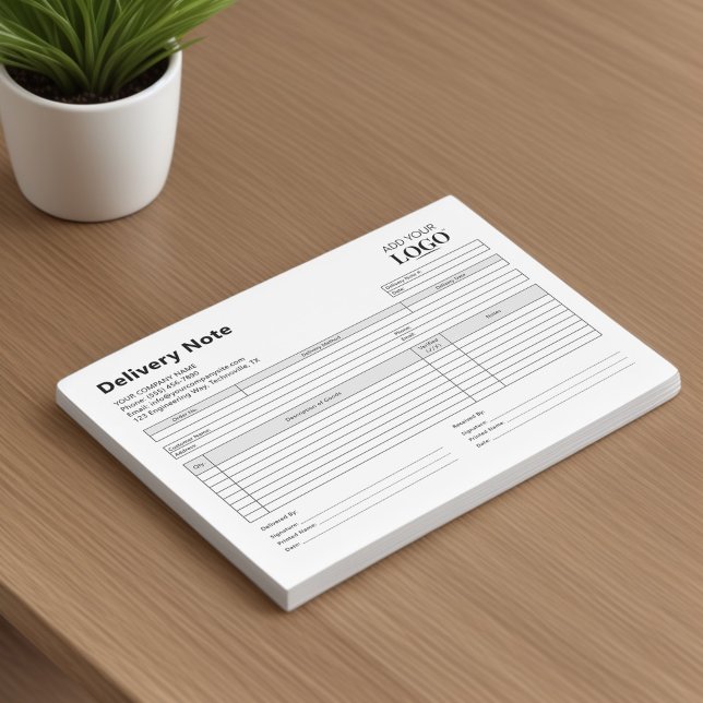Bloc De Notas Plantilla de Nota de Entrega | Formulario con Logo (Subido por el creador)