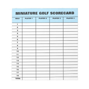 Bloc De Notas Plantilla de tarjeta de puntuación de golf en mini