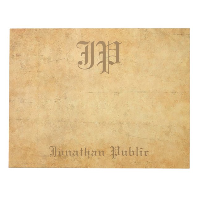 Bloc De Notas Plantilla de texto de monograma manuscrito de vint (Frente)