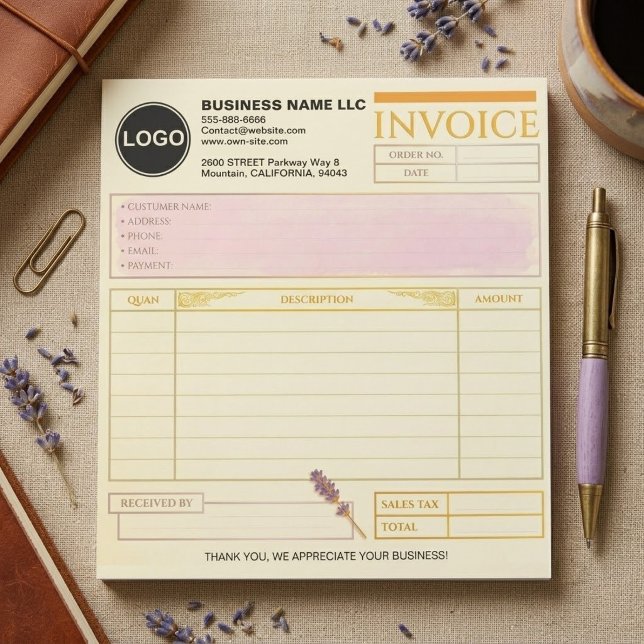 Bloc De Notas (Plantilla personalizada) Formulario de ventas de  (personalized company sales form template, branded yellow company receipt small business invoices)