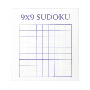 Bloc De Notas Plantilla sencilla de perwinkle y sudoku 9x9 en bl