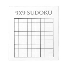 Bloc De Notas Plantilla Sudoku monocroma gris y blanco 9x9
