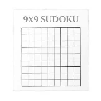 Bloc De Notas Plantilla Sudoku monocroma gris y blanco 9x9