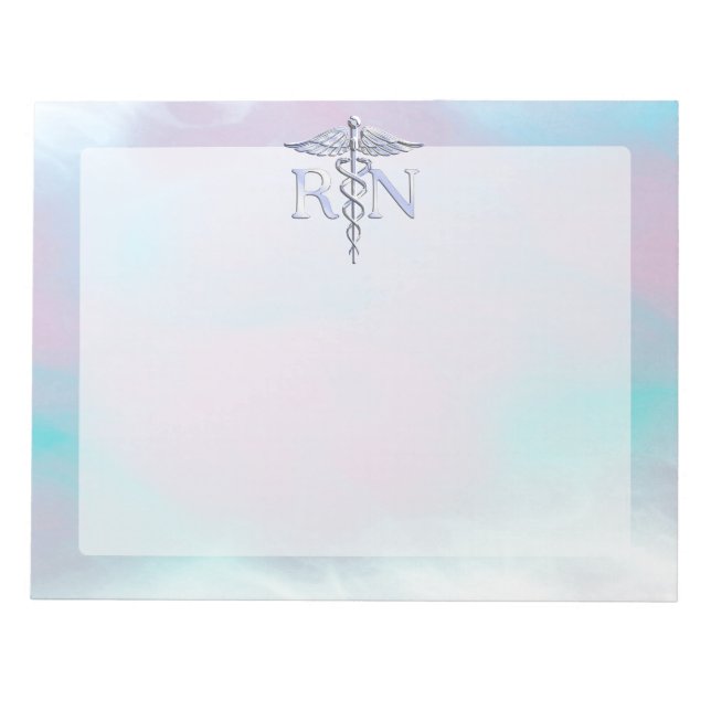 Bloc De Notas Plata Como RN Caduceus Madre Médica Perla (Frente)