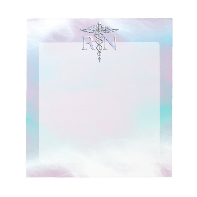 Bloc De Notas Plata Como RN Caduceus Madre Médica Perla (Frente)