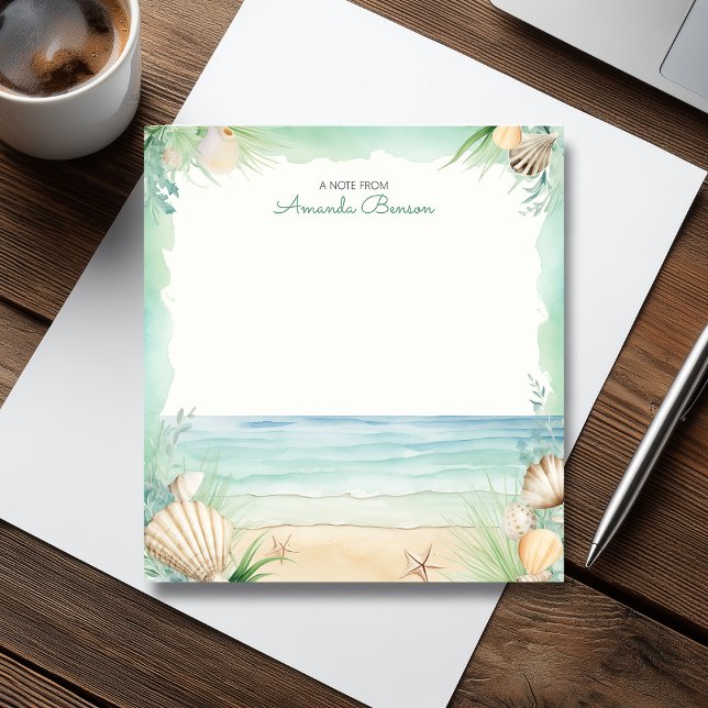 Bloc De Notas Playa acuarela Verdes de las hojas tropicales Natu (Watercolor Beach Green Tropical Leaves Nature Notepad)
