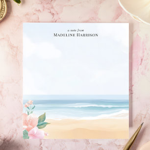 Bloc De Notas Playa Floral de Nombre Personalizado Pastel Suave