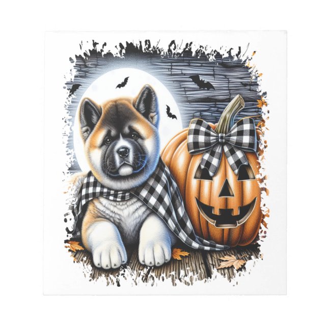 Bloc De Notas Plaza de Halloween de perro Akita (Frente)