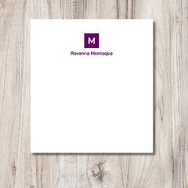 Bloc De Notas Plum Purple Modern Chic Trendy Monogram Name