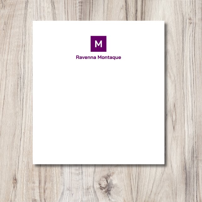 Bloc De Notas Plum Purple Modern Chic Trendy Monogram Name  (Subido por el creador)