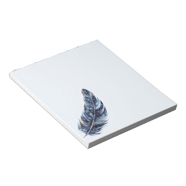 Bloc De Notas Pluma Dorada Azul (Lado Derecho)