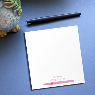 Bloc De Notas Pluma rosa Nota De Notepad del profesor