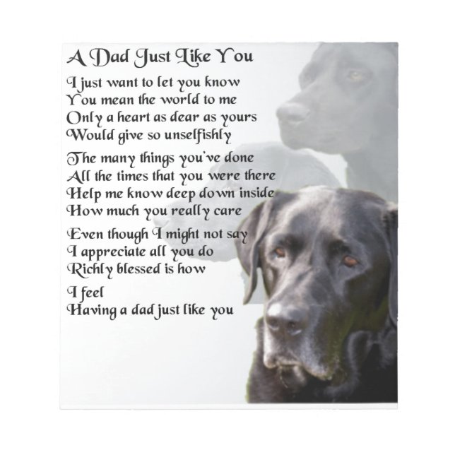 Bloc De Notas Poema Black Labrador Dad (Frente)