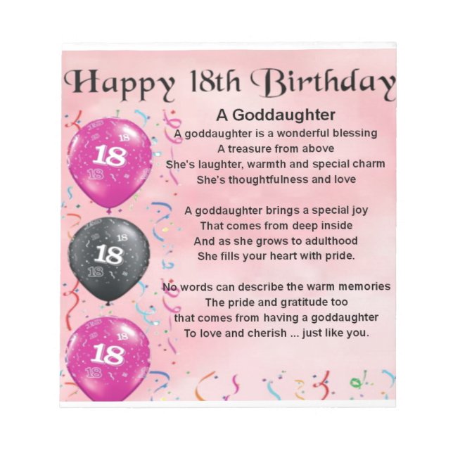 Bloc De Notas Poema de la hijastra - Cumpleaños 18 (Frente)
