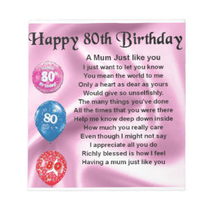 Bloc De Notas Poema de la suegra - 80.o cumpleaños