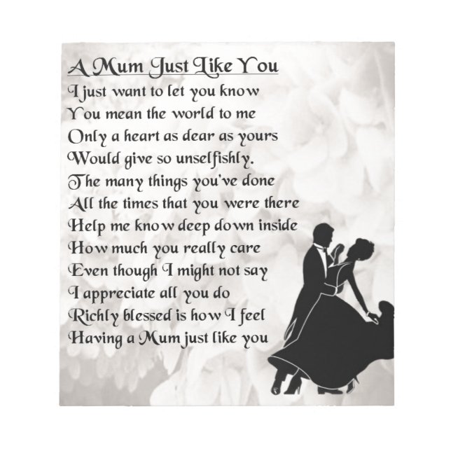 Bloc De Notas Poema de mamá - Bailarines de salón de baile (Frente)