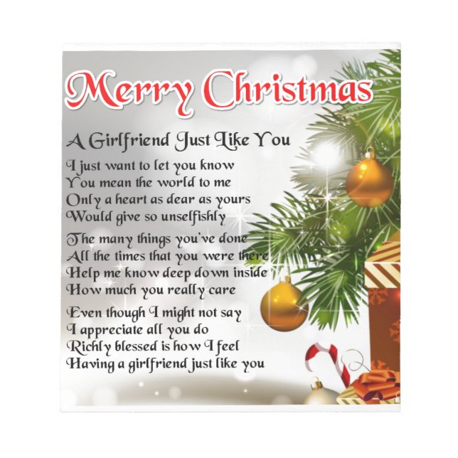 Bloc De Notas Poema de Novia - Diseño de Navidades (Frente)