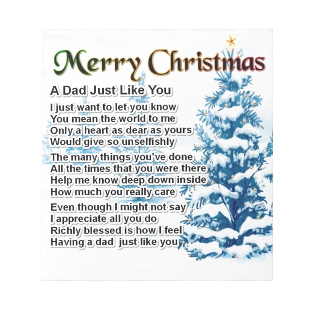 Bloc De Notas Poema de papá - Diseño de Navidades (Frente)