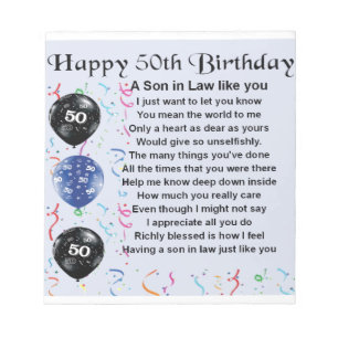 Bloc De Notas Poema de yerno - diseño de cumpleaños 50